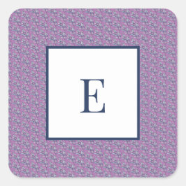 手紙と青と紫葉の文字 スクエアシール