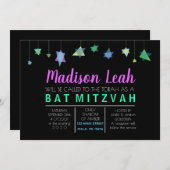 手紙のこうもりのバーの（ユダヤ教の）バル・ミツバーのぶら下がったなヘブライ招待状 招待状 (正面/裏面)