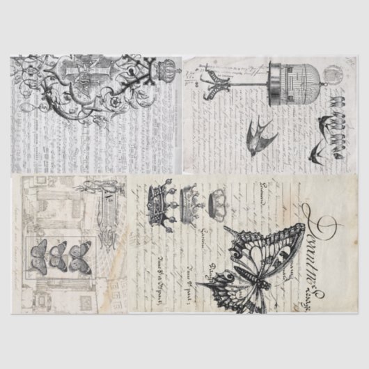 手紙のコラージュ 薄葉紙 (正面)