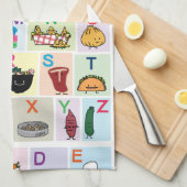 手紙の幸せな食糧を学ぶABCのアルファベットは学びます キッチンタオル (四つ折り)