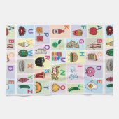 手紙の幸せな食糧を学ぶABCのアルファベットは学びます キッチンタオル (横)