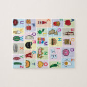 手紙の幸せな食糧を学ぶABCのアルファベットは学びます ジグソーパズル (横)