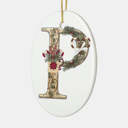 手紙の芸術- P -クリスマスのコーヒー・マグのオーナメント セラミックオーナメント (左)