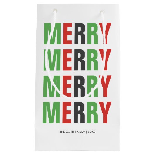 手紙はっきりしたフェスティバル「メリー」クリスマス スモールペーパーバッグ (正面)