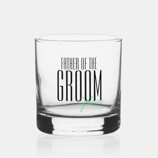 手紙はっきりした「新郎の父」結婚式 ウイスキーグラス (正面)