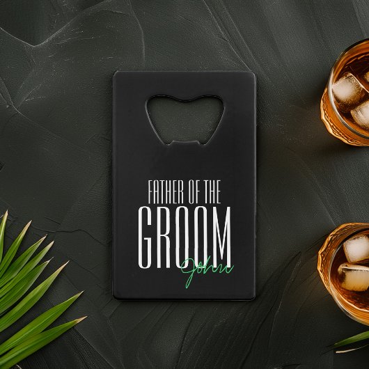 手紙はっきりした「新郎の父」結婚式 クレジットカード栓抜き