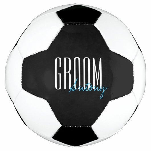 手紙はっきりした「新郎」のウェディングパパーソナライズされたーティー サッカーボール (正面)