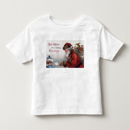 手紙を得るクリスマスGreetingSanta トドラーTシャツ (正面)