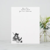 手紙を書いているヴィンテージ猫 レターヘッド (スタンド正面)
