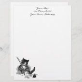 手紙を書いているヴィンテージ猫 レターヘッド (正面/裏面)