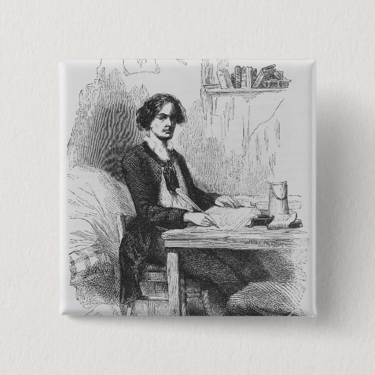 手紙を書いているLucien de Rubempre 缶バッジ (正面)
