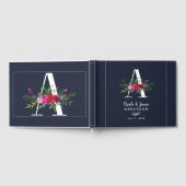 手紙イニシャルモノグラムフローラ名結婚の ゲストブック (全面)