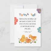 手紙カラフルかわいいチキンファミリーベビーシャワー サンキューカード (正面)