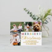 手紙カラフル4メリー枚の写真金ゴールド 箔シーズンポストカード (立ち正面)