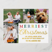 手紙カラフル4メリー枚の写真金ゴールド 箔シーズンポストカード (正面)