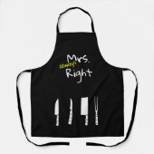 手紙クールプリントのエプロンおもしろいズ、ミセス・常時右 エプロン (正面)