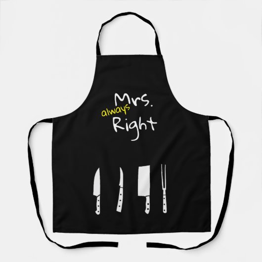 手紙クールプリントのエプロンおもしろいズ、ミセス・常時右 エプロン (正面)