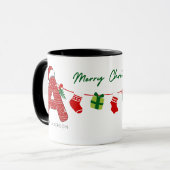 手紙パーソナライズされた名カラフルメリークリスマス マグカップ (正面左)