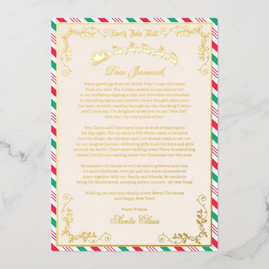 手紙パーソナライズされたFROM Santa Foil招待状 箔招待状 (正面)