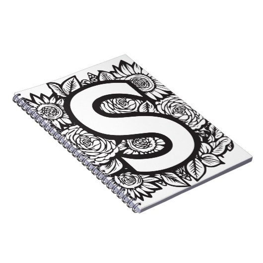 手紙パーソナライズされたSフローラタトゥースタイルモノグラム ノートブック (右側)
