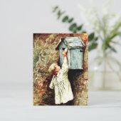 手紙ビクトリアンはがきを送る子ども ポストカード (スタンド正面)