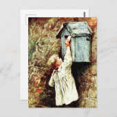 手紙ビクトリアンはがきを送る子ども ポストカード (正面/裏面)