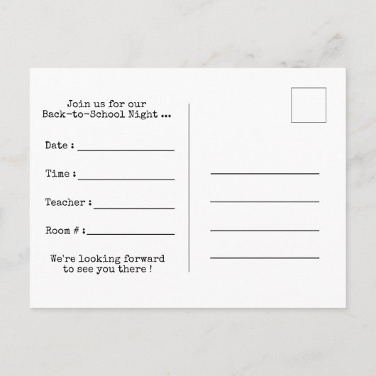 手紙フェイクボードBack-To-Schoolの夜はがき ポストカード (裏面)