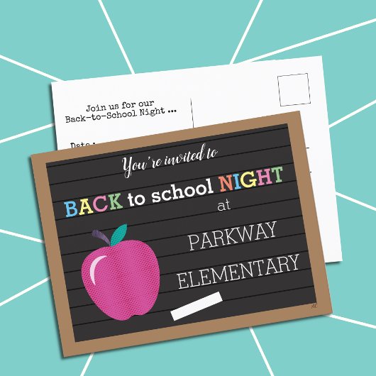 手紙フェイクボードBack-To-Schoolの夜はがき ポストカード