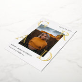 手紙モダン卒業金ゴールド写真卒業 箔招待状 (回転した状態)