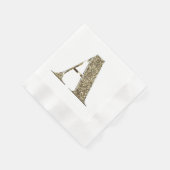 手紙モノグラムのイニシャルA金ゴールドキラキラエレガント 縁ありカクテルナプキン (角)