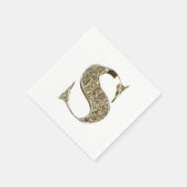 手紙モノグラムのイニシャルS金ゴールドの輝きエレガント スタンダードカクテルナプキン (角)