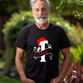 手紙モノグラムのI名のパーソナライズされたクリスマス Tシャツ