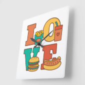 手紙愛ジャンクフード部屋Décor スクエア壁時計 (傾斜)