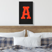 手紙"A"ネオンライトモノグラム キャンバスプリント (インサイチュ (寝室))