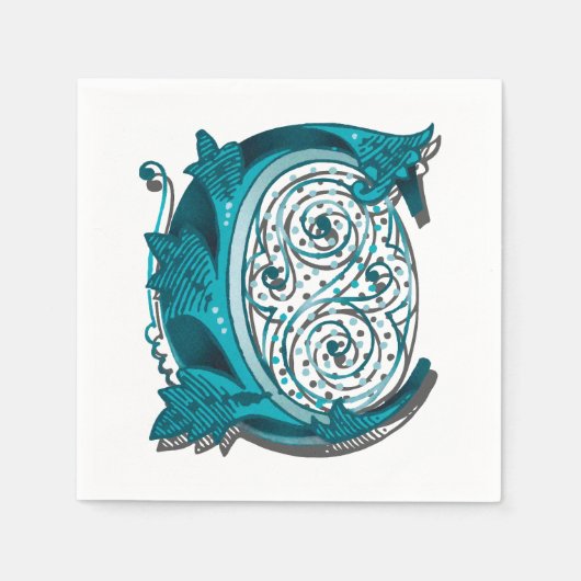 手紙「C」刺繍エレガント入 スタンダードカクテルナプキン (正面)