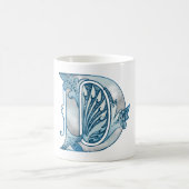 手紙「D」刺繍エレガント入 コーヒーマグカップ (中央)