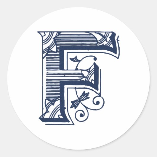 手紙「F」刺繍エレガント入 ラウンドシール (正面)