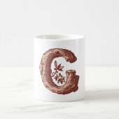 手紙「G」刺繍エレガント入 コーヒーマグカップ (中央)