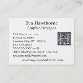 手紙"H"の木版画のWoodblockの装飾的なイニシャル 名刺 (裏面)