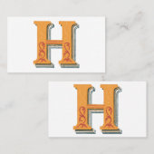 手紙「H」刺繍エレガント入 名刺 (正面/裏面)
