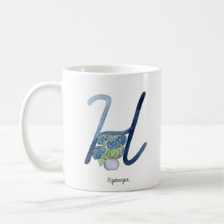 手紙"H"水彩花イニシャルマグカップ コーヒーマグカップ