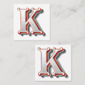 手紙「K」刺繍エレガント入 スクエア名刺 (正面/裏面)
