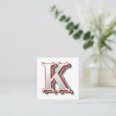手紙「K」刺繍エレガント入 スクエア名刺 (スタンド正面)