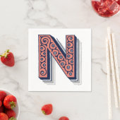手紙「N」刺繍エレガント入 スタンダードカクテルナプキン (インサイチュ)