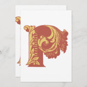 手紙「P」刺繍エレガント入 招待状 (正面/裏面)