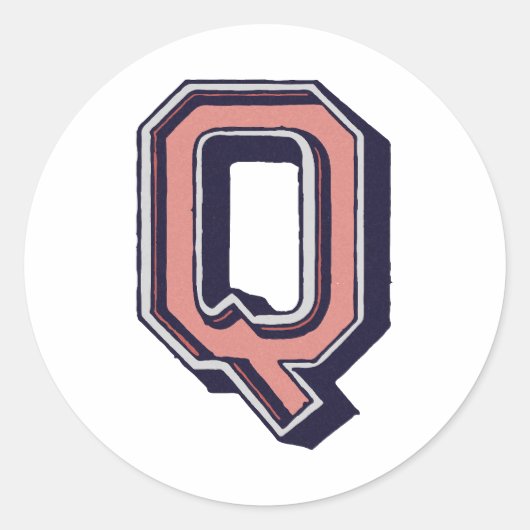 手紙「Q」刺繍エレガント入 ラウンドシール (正面)