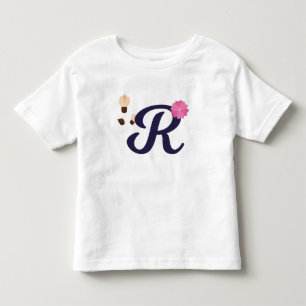 手紙「R」刺繍エレガント入 トドラーTシャツ