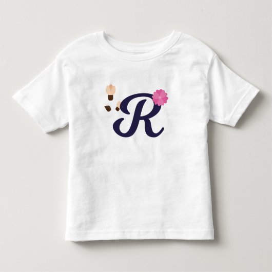 手紙「R」刺繍エレガント入 トドラーTシャツ (正面)