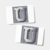 手紙「U」刺繍エレガント入 バッジ (Front & Back)
