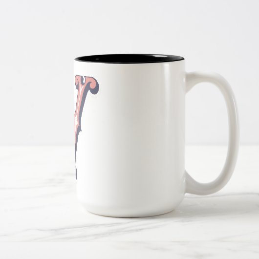 手紙「V」刺繍エレガント付 ツートーンマグカップ (右)